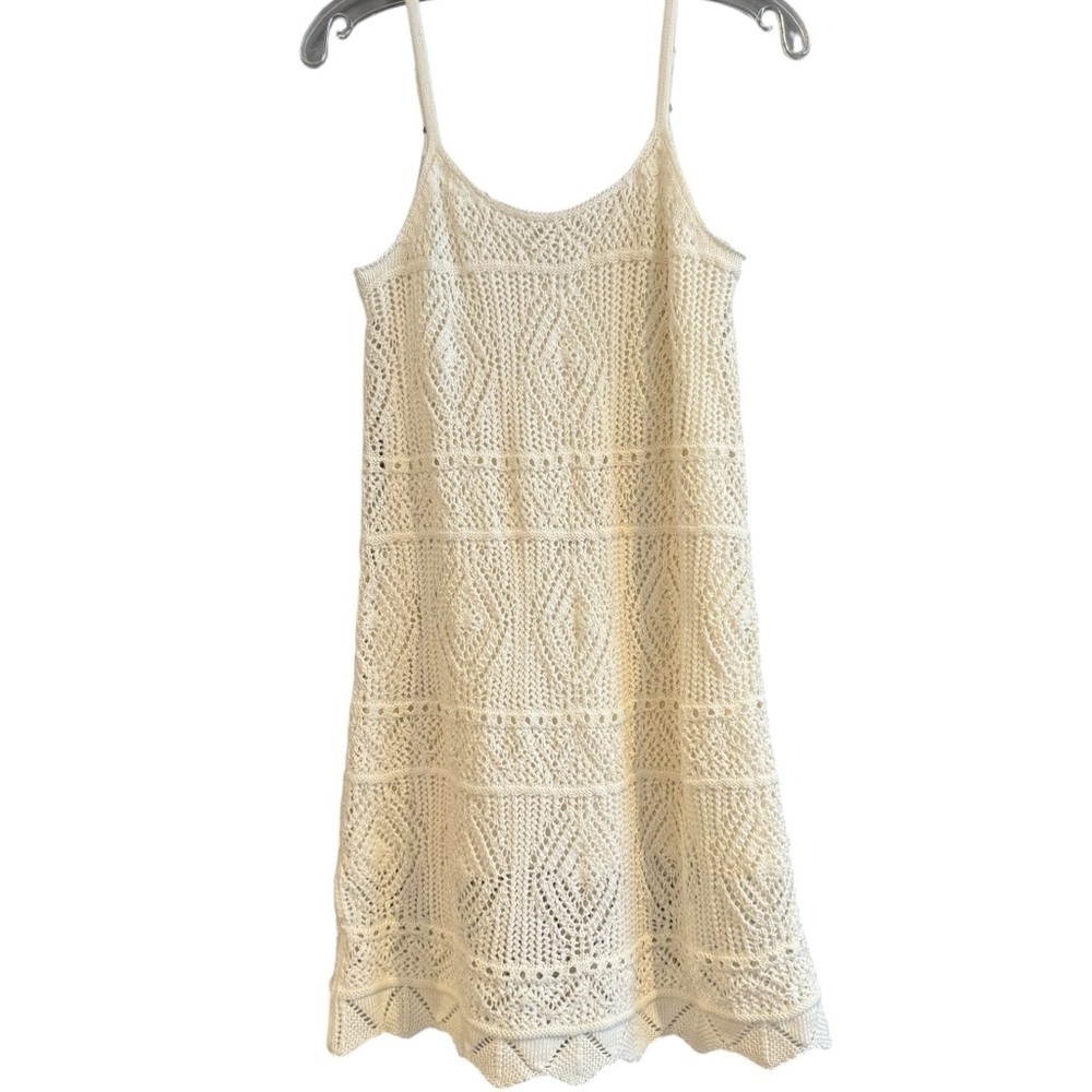 Ivory Cream Crochet Crocheted summer dress mini or kneww length New with tags S